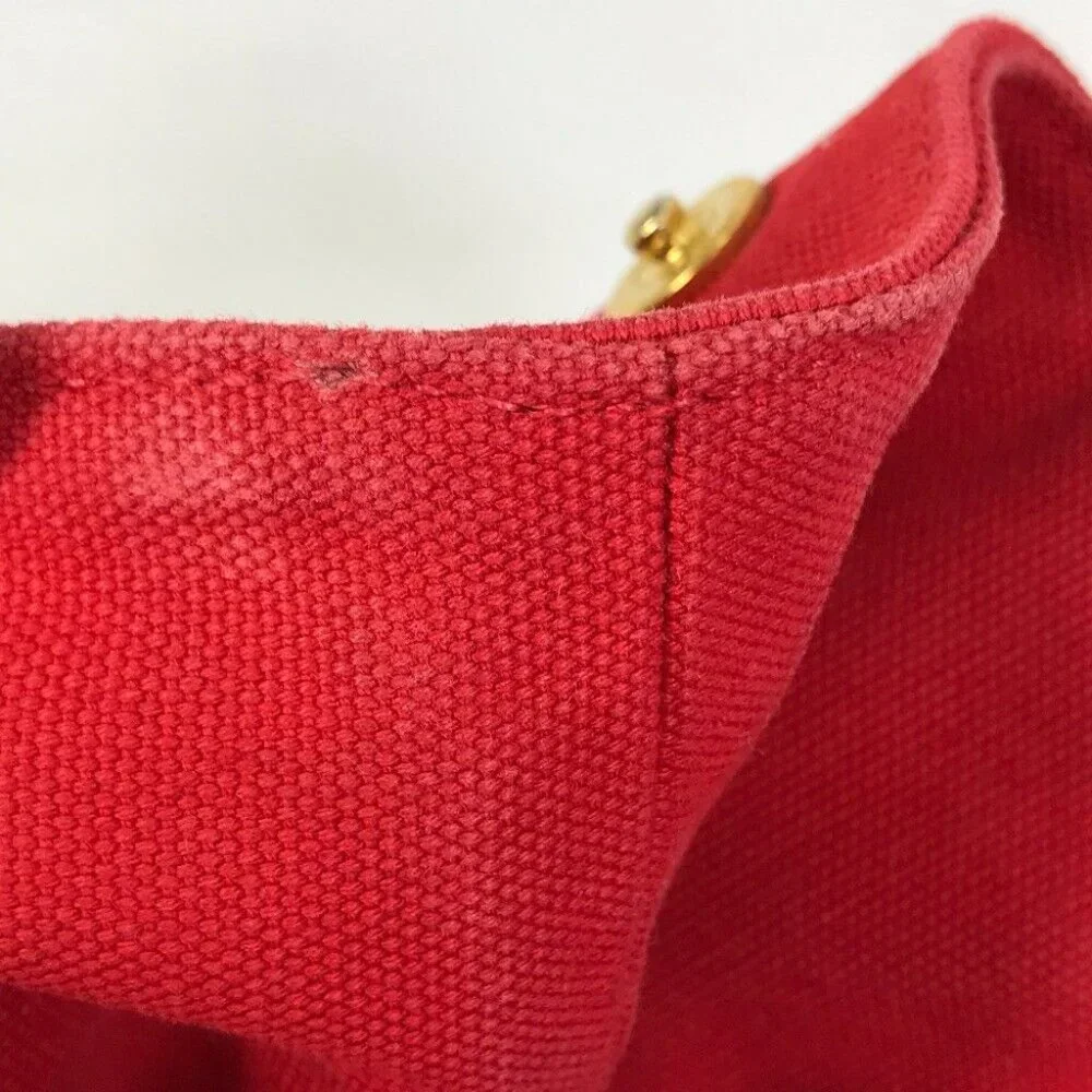 PRADA triangle logo plate Kanapa GM Bijoux Hand Bag Tote Bag Canvas Red - Picture 12 of 16
